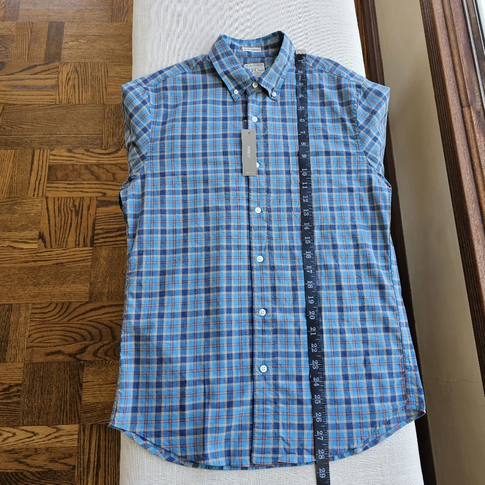 New! J Crew Mens size Small S Slim Stretch Secret Blue Plaid Shirt NWT